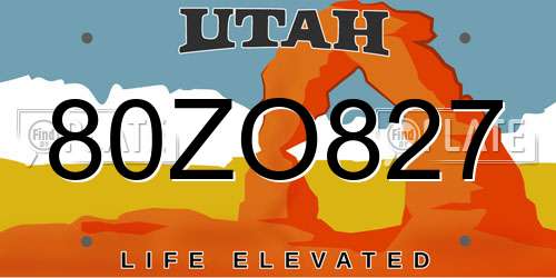 80ZO827 Utah License Plate