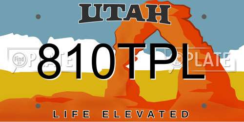 810TPL Utah License Plate