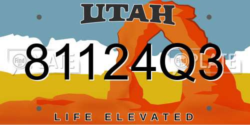 81124Q3 Utah License Plate