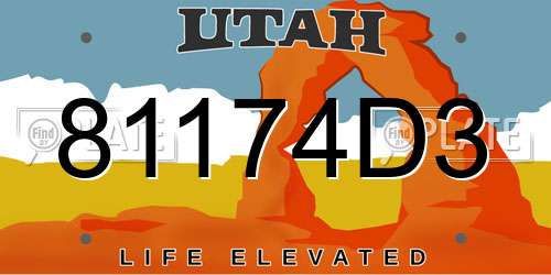 81174D3 Utah License Plate