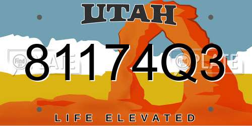 81174Q3 Utah License Plate