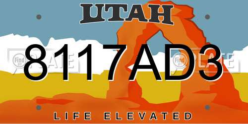 8117AD3 Utah License Plate