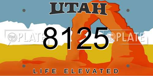 8125 Utah License Plate