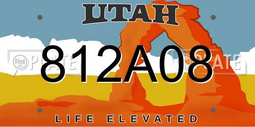 812A08 Utah License Plate