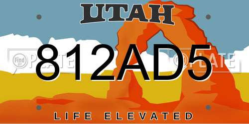 812AD5 Utah License Plate