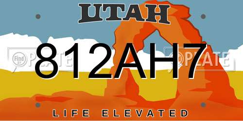 812AH7 Utah License Plate