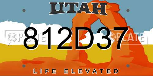 812D37 Utah License Plate