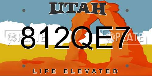 812QE7 Utah License Plate