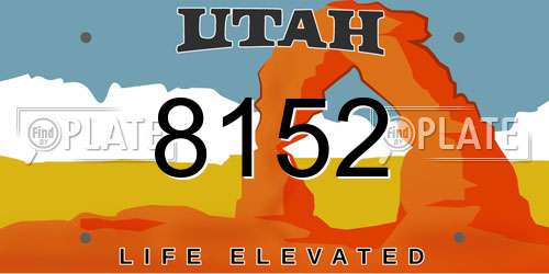 8152 Utah License Plate