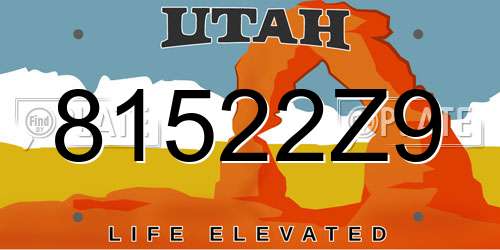 81522Z9 Utah License Plate