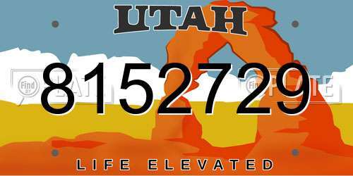 8152729 Utah License Plate