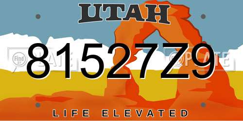 81527Z9 Utah License Plate