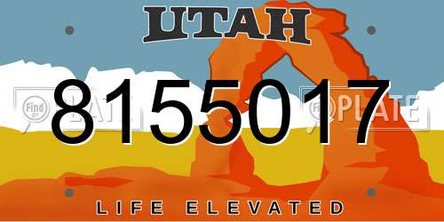 8155017 Utah License Plate