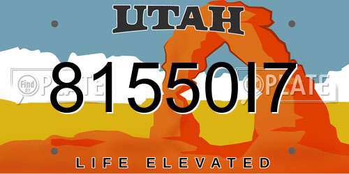 81550I7 Utah License Plate