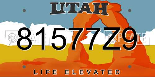 81577Z9 Utah License Plate