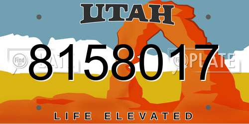 8158017 Utah License Plate
