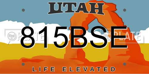 815BSE Utah License Plate