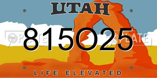 815O25 Utah License Plate