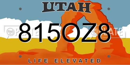 815OZ8 Utah License Plate