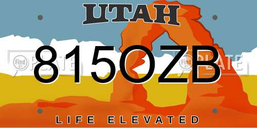 815OZB Utah License Plate