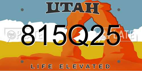 815Q25 Utah License Plate