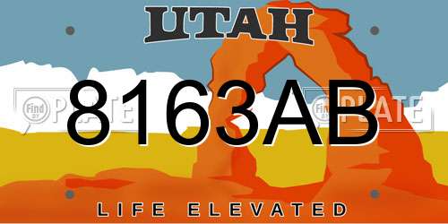8163AB Utah License Plate