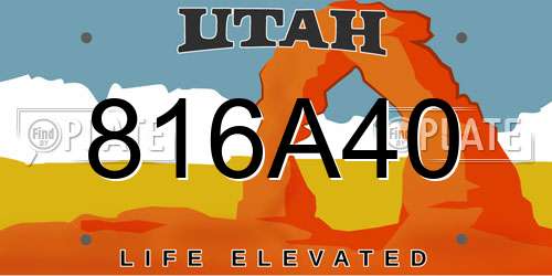 816A40 Utah License Plate