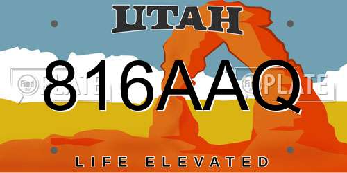 816AAQ Utah License Plate
