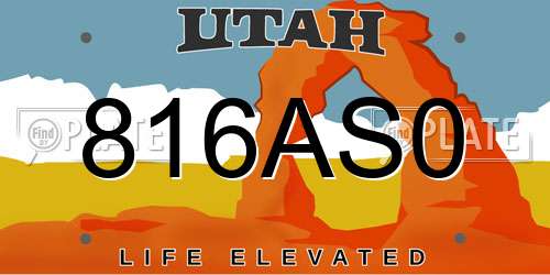 816AS0 Utah License Plate