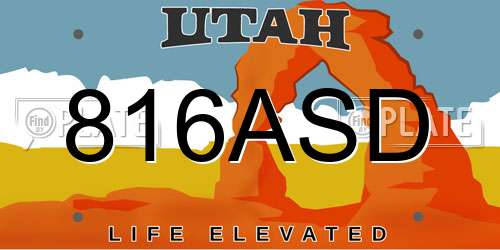 816ASD Utah License Plate