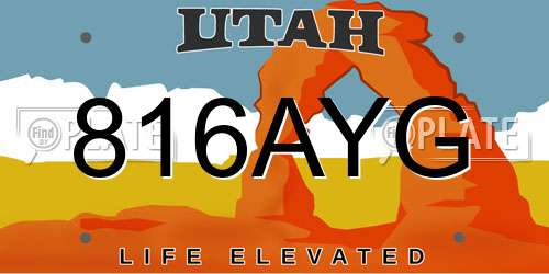816AYG Utah License Plate