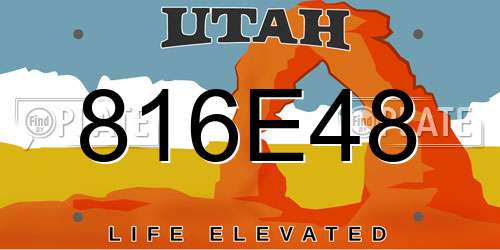 816E48 Utah License Plate