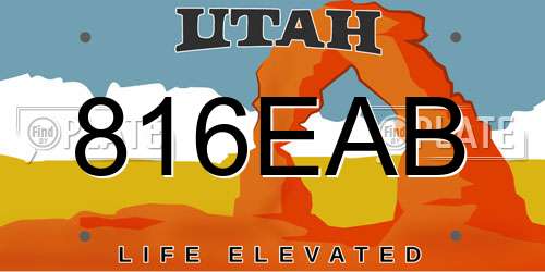 816EAB Utah License Plate