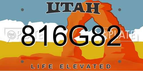 816G82 Utah License Plate