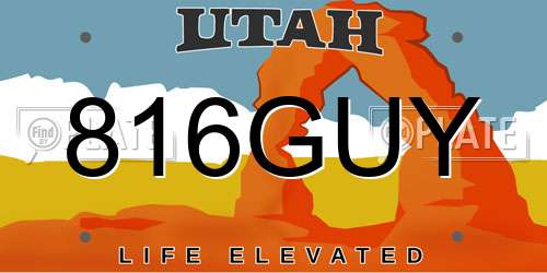 816GUY Utah License Plate