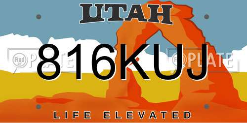 816KUJ Utah License Plate