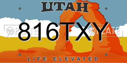 816TXY Utah License Plate