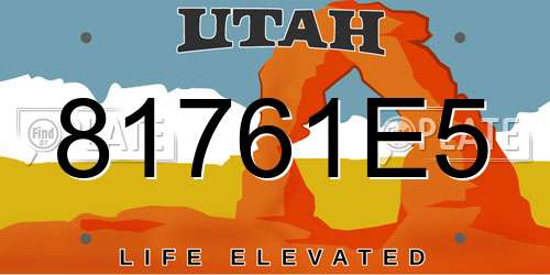 81761E5 Utah License Plate