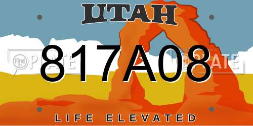817A08 Utah License Plate