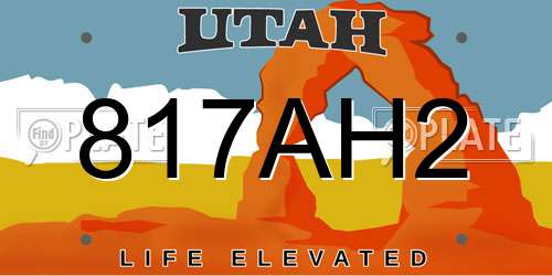 817AH2 Utah License Plate