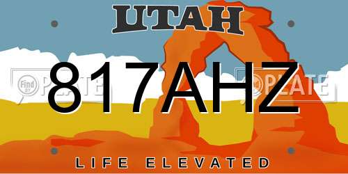 817AHZ Utah License Plate