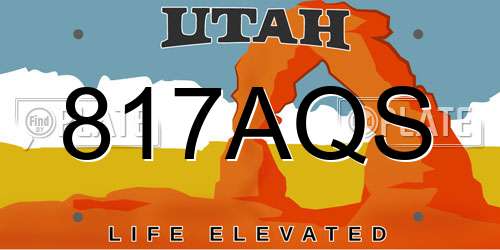 817AQS Utah License Plate