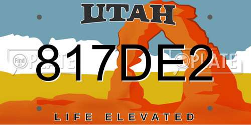 817DE2 Utah License Plate
