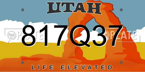 817Q37 Utah License Plate