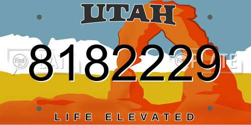 8182229 Utah License Plate