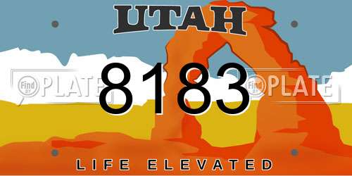 8183 Utah License Plate