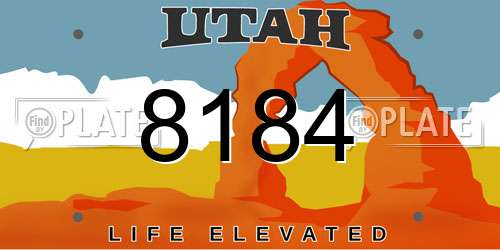 8184 Utah License Plate