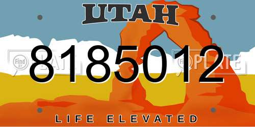 8185012 Utah License Plate
