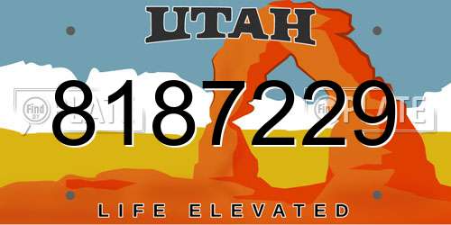 8187229 Utah License Plate