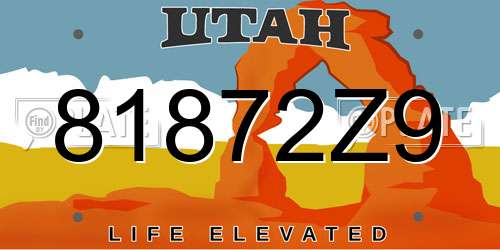 81872Z9 Utah License Plate
